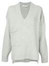 Tibi Oversized Asymmetric Cashmere Sweater In Light Gray