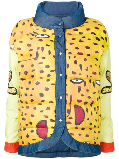 Tsumori Chisato Reversible Printed Denim Puffer Jacket In Yellow