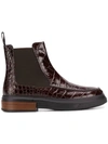 Tod's Embossed Ankle Boots In Brown