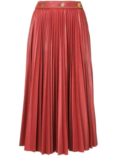 System Pleated Midi Skirt - Red