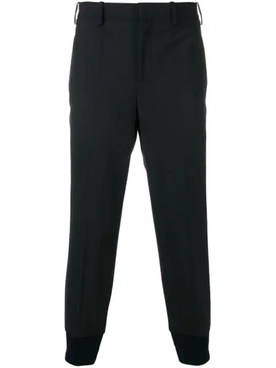 Neil Barrett Tapered Cropped Trousers In Blue