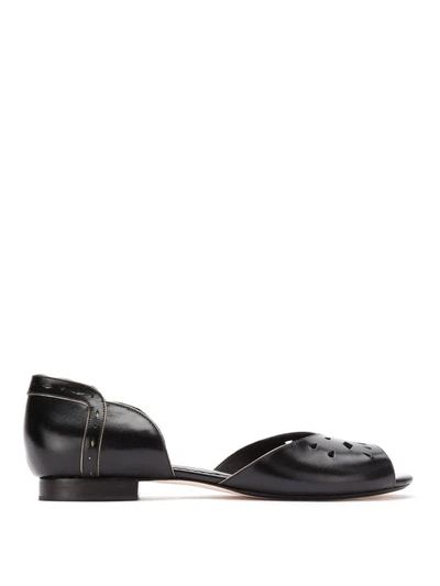 Sarah Chofakian Leather Ballerinas In Black