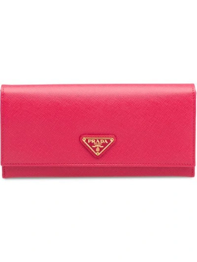 Prada Leather Wallet In Pink