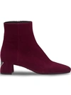 Prada Suede Booties In Red