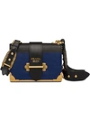 Prada Cahier Leather Shoulder Bag In Blue