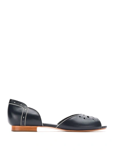 Sarah Chofakian Leather Ballerinas In Blue