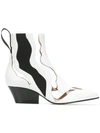 Sergio Rossi Cut-out Contrasting Ankle Boots - White