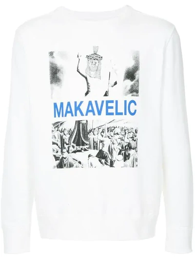 Makavelic Jesus Print Sweatshirt In White