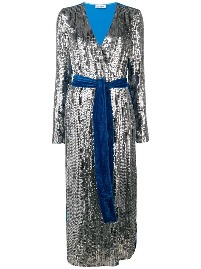 Attico Sequin Wrap Dress - Blue