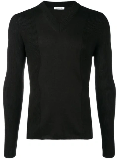 Dirk Bikkembergs Panelled Rib V-neck Sweater - Black