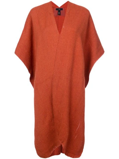 Voz Hand-woven Poncho In Orange