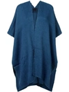 Voz Hand-woven Poncho In Blue