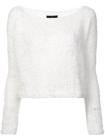 Voz Twist Cropped Sweater In White