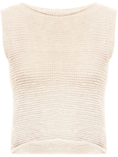 Voz Knitted Crop Top In Neutrals