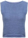 Voz Knitted Crop Top In Blue