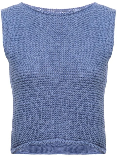 Voz Knitted Crop Top In Blue