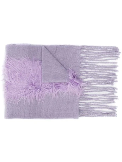 Charlotte Simone Frayed Edges Scarf In Purple