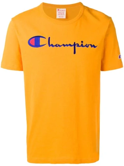 Champion Logo Print T In Yellow