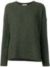 Vince Ribbed Sweater In Green