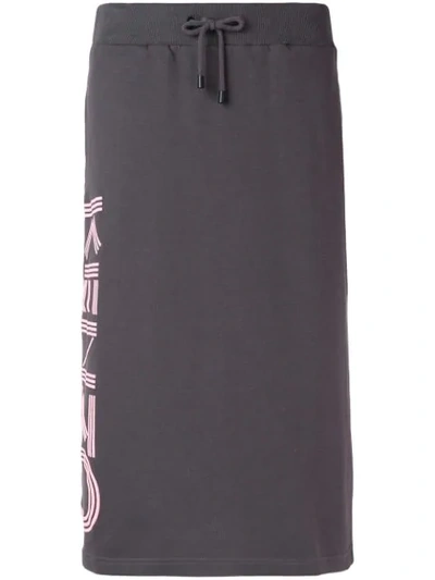 Kenzo Logo Pencil Skirt In Grey