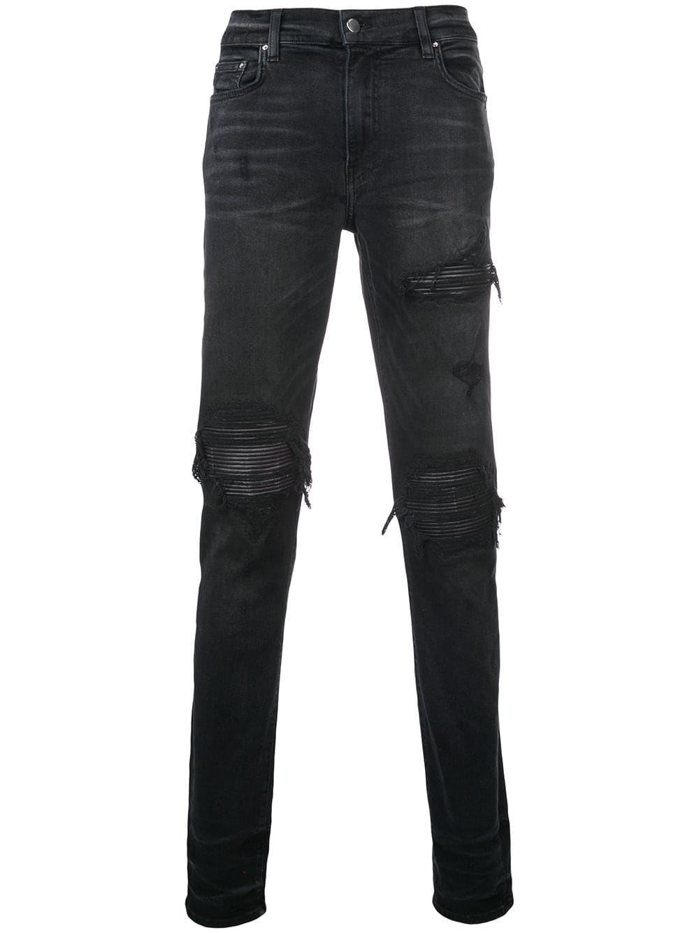 black amiri jeans with patches