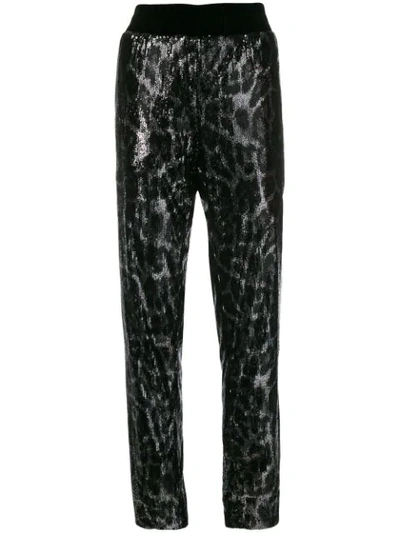 Rta Leopard Track Trousers In Black