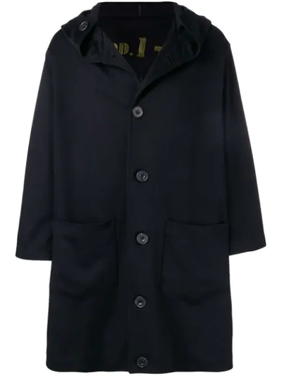 Cini Hooded Single Breasted Coat - Blue