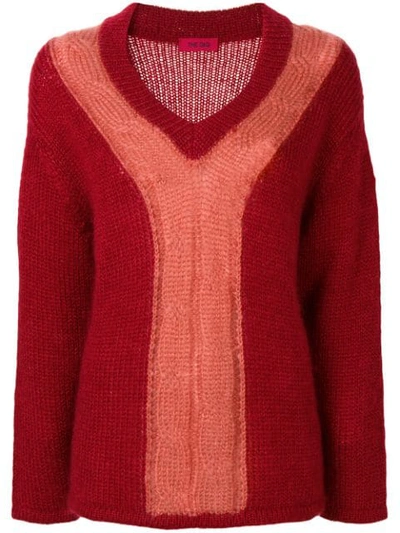 The Gigi Carlita Two-tone Sweater In Red