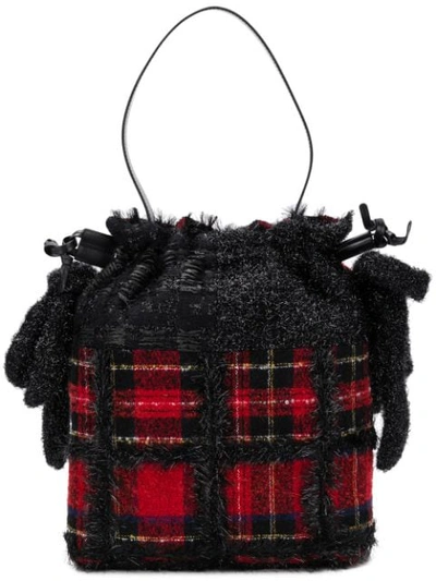 Simone Rocha Tartan Print Bucket Bag In Black