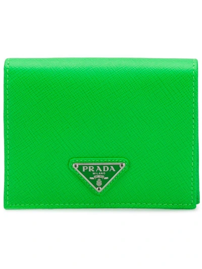 Prada Logo Wallet - Green In Green