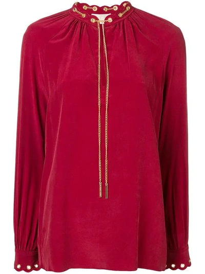 Michael Michael Kors Chain Embellished Blouse - Red