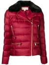 Michael Michael Kors Zipped Puffer Jacket In Red