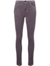 J Brand Velvet Skinny Trousers In Grey