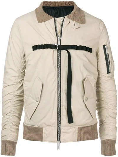 Ben Taverniti Unravel Project Ribbed Collar Jacket In Neutrals