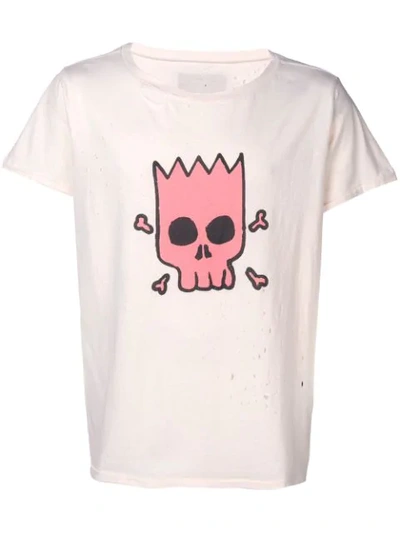 Garcons Infideles Distressed Skull Print T-shirt - Neutrals