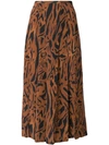 Rixo London Tiger Print Skirt In Brown