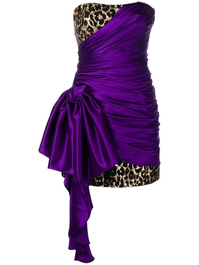 Redemption Contrast Print Wrap Dress - Purple
