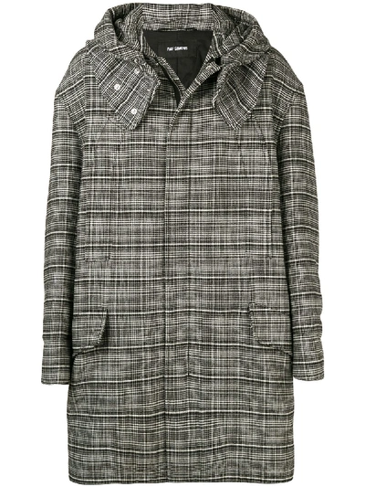 Raf Simons Monochrome Checked Tweed Coat In Black