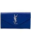 Saint Laurent Large Monogram Wallet In Blue