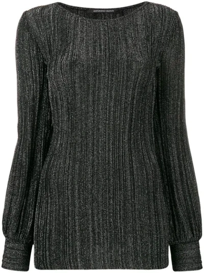 Antonino Valenti Glitter Ribbed Top In Black