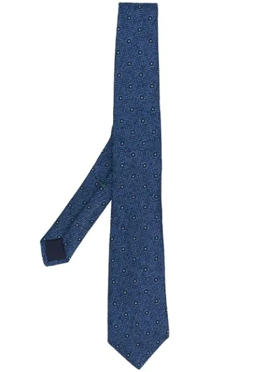 Borrelli Flower Pattern Embroidered Tie - Blue