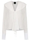 Andrea Bogosian Lace Up Silk Shirt In White