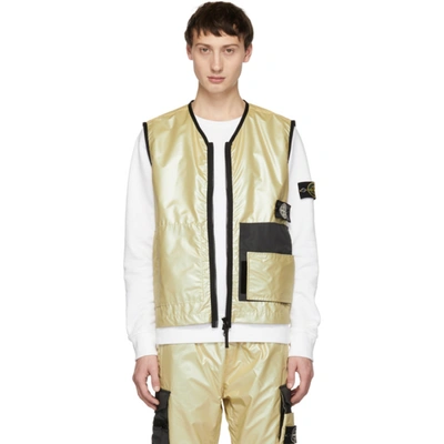 Stone Island Iridescent Padded Shell Gilet In Wheat