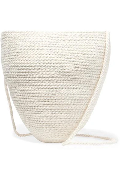 Catzorange Woven Cotton Bucket Bag In Cream