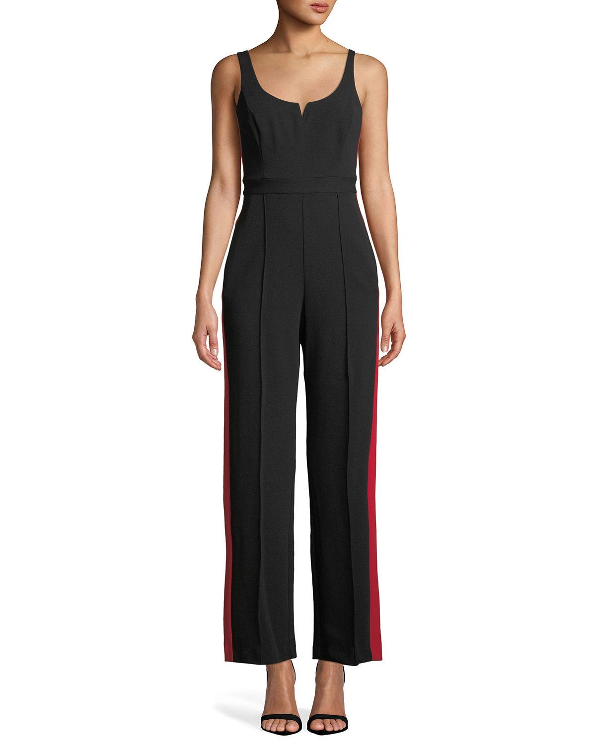 donna morgan jumpsuit with side stripe