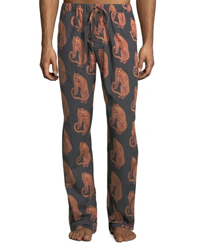 Desmond & Dempsey Men's Tiger-print Lounge Trousers In Multi Pattern