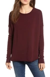 Frank & Eileen Tee Lab Long-sleeve High-low Cotton Fleece Sweatshirt In Vamp