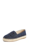 Prada Denim Logo Flat Slip-on Espadrilles In Bleu