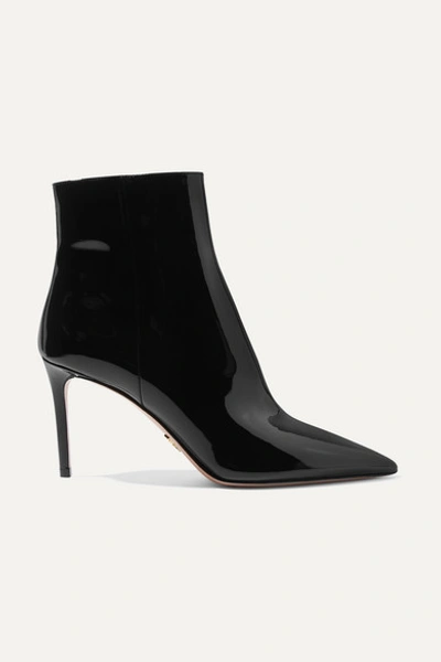 Prada 85 Patent-leather Ankle Boots In Black