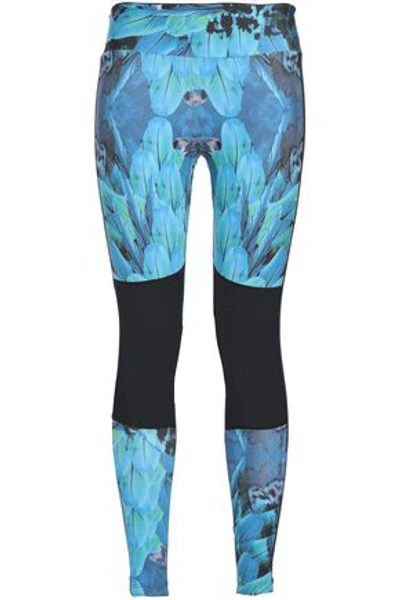 Bodyism Mesh-paneled Printed Stretch Leggings In Azure